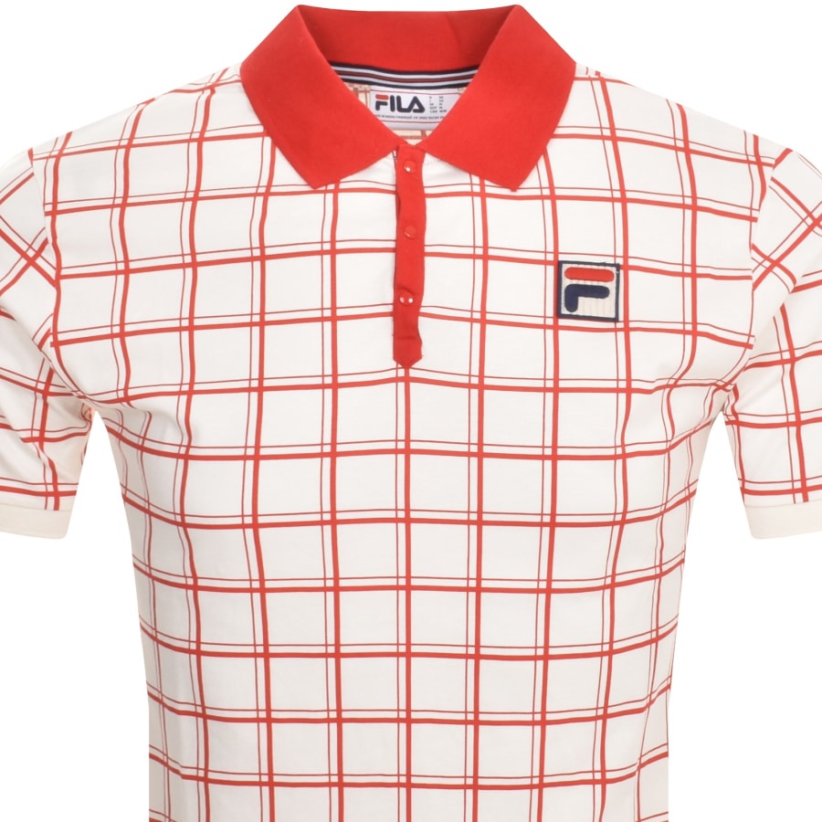 Fila Vintage Bobby Check Polo T Shirt Cream